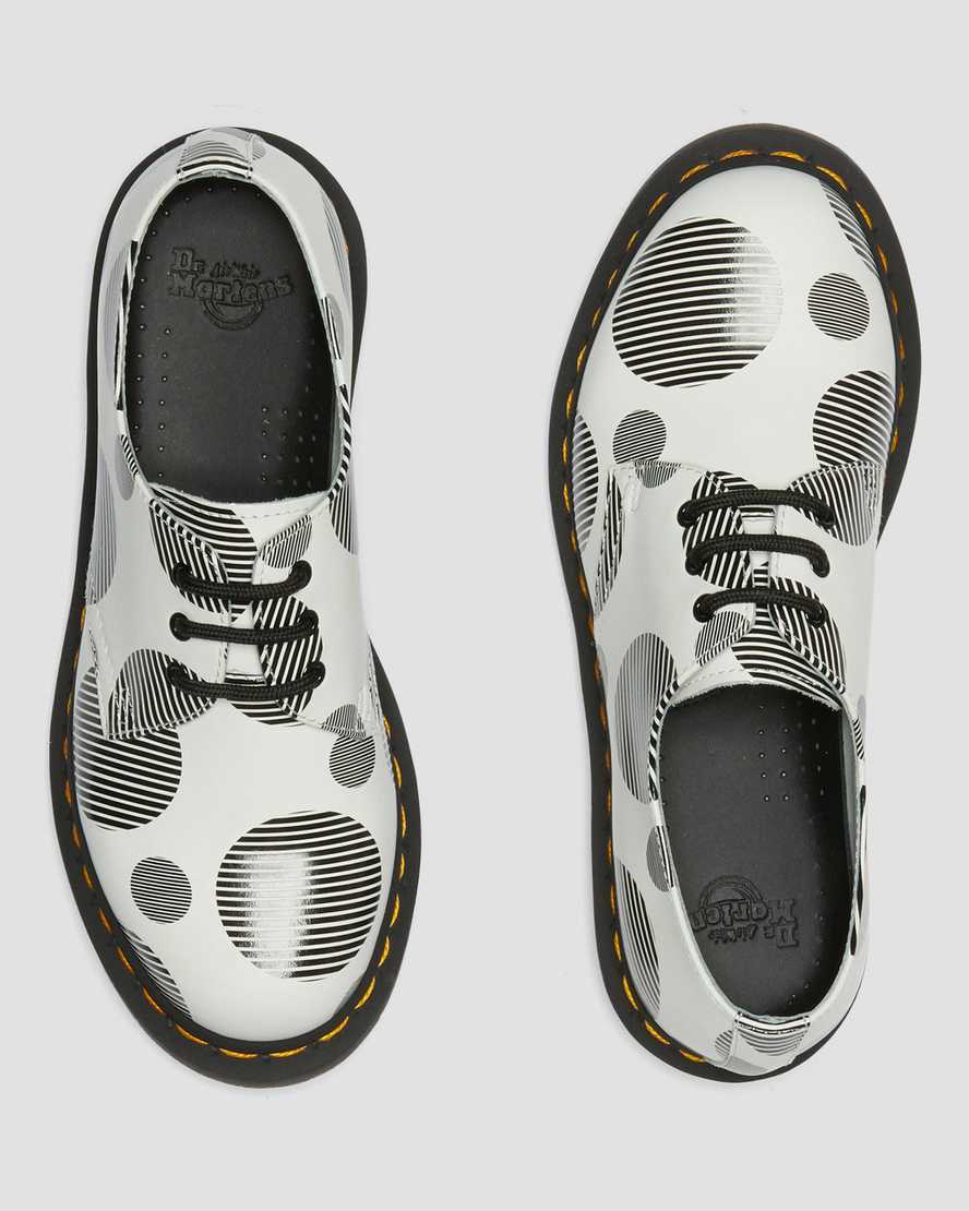 dr martens 1461 polka dot smooth oxfordskor för kvinnor i vitt och svart