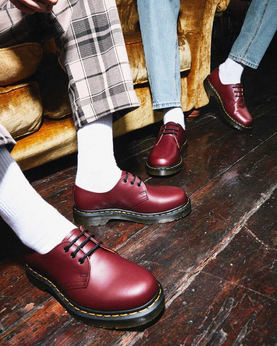 röda dr martens 1461 smooth oxfordskor för kvinnor