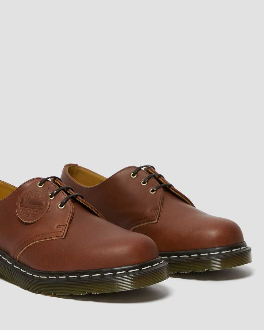 bruna dr martens 1461 veg tan oxfordskor för dam