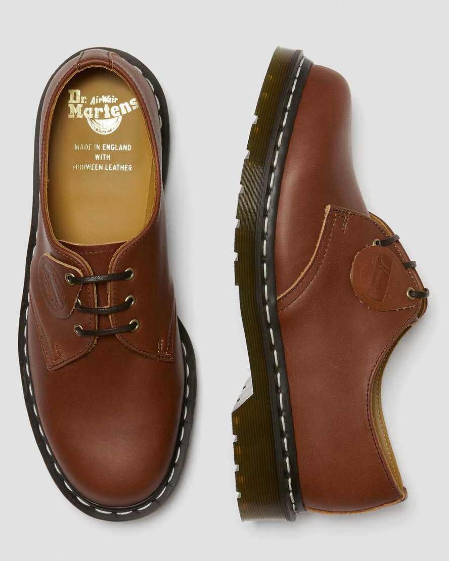 bruna dr martens 1461 veg tan oxfordskor för dam