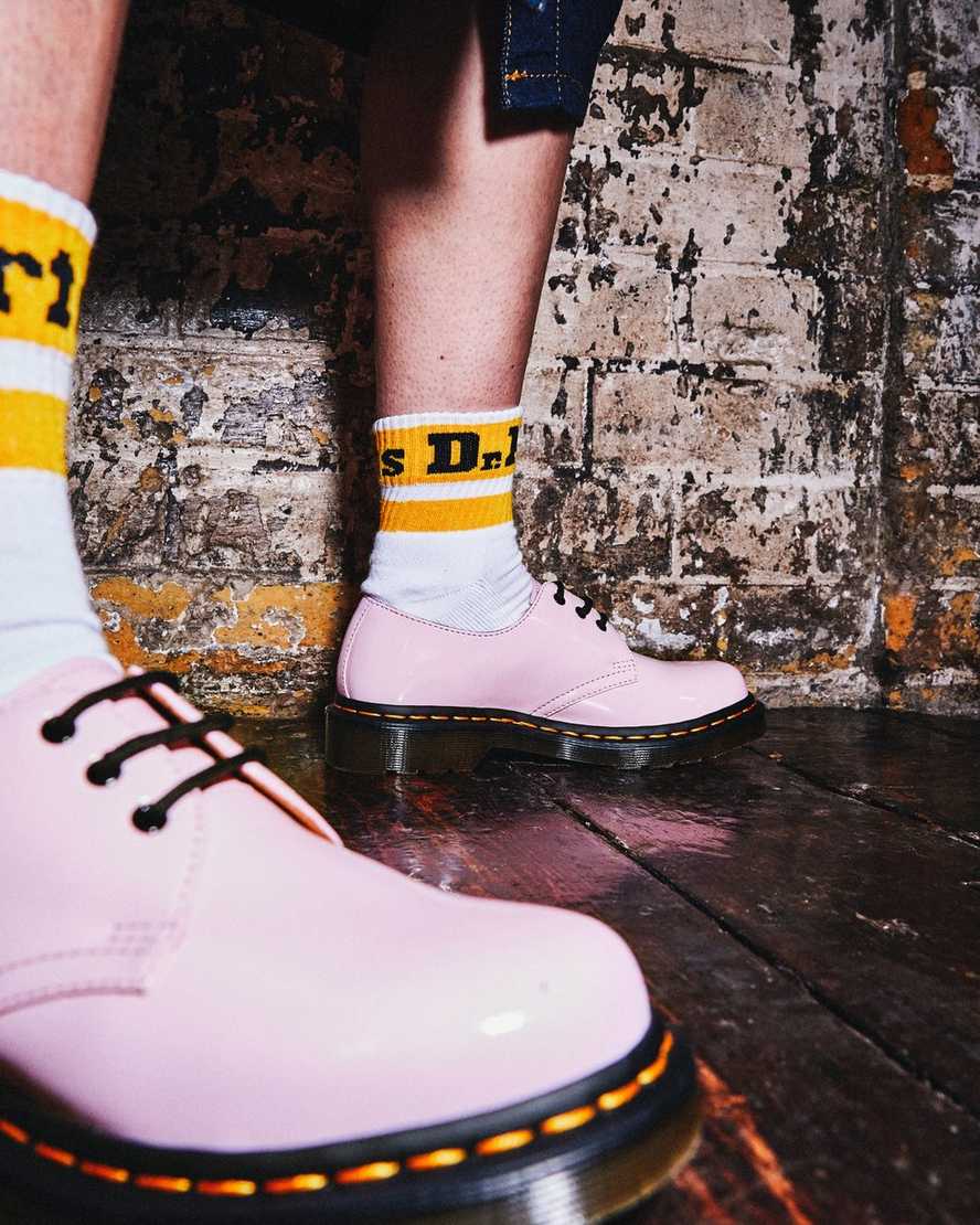 rosa dr martens 1461 lack oxfordskor för kvinnor