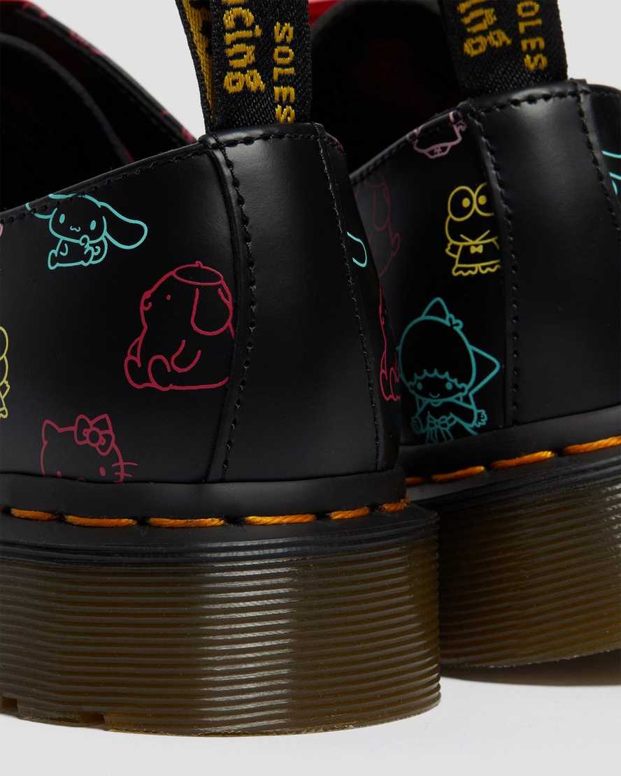 svarta dr martens hello kitty friends 1461 smooth oxfordskor för dam