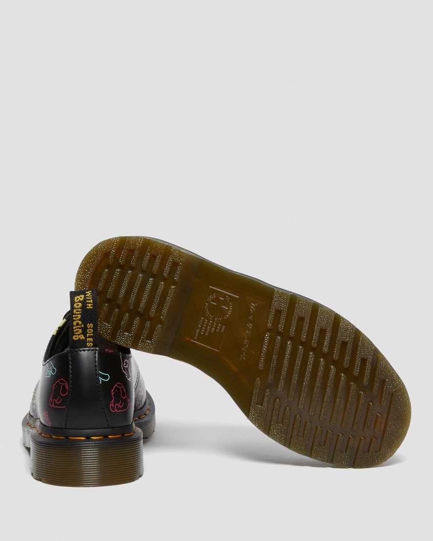 svarta dr martens hello kitty friends 1461 smooth oxfordskor för dam