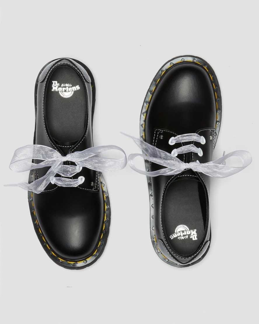 svarta dr martens 1461 hearts smooth lack oxfordskor för dam