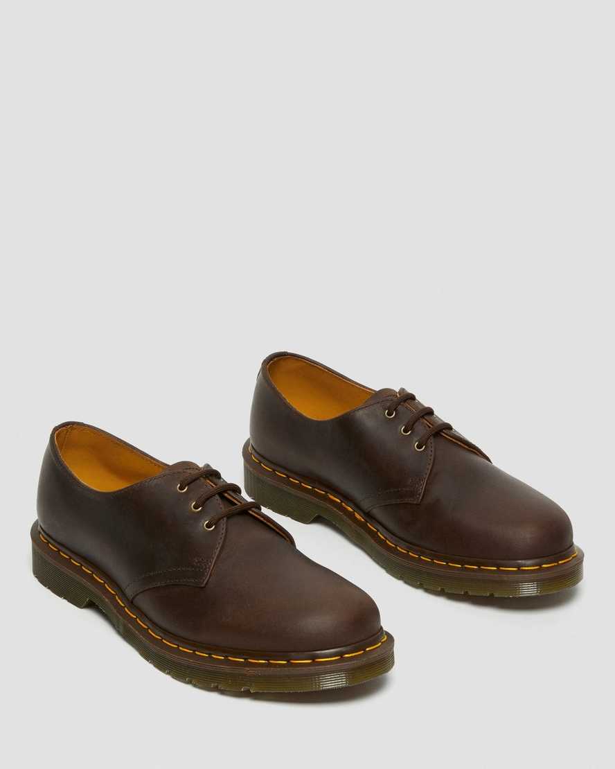 bruna dr martens 1461 crazy horse oxfordskor för kvinnor