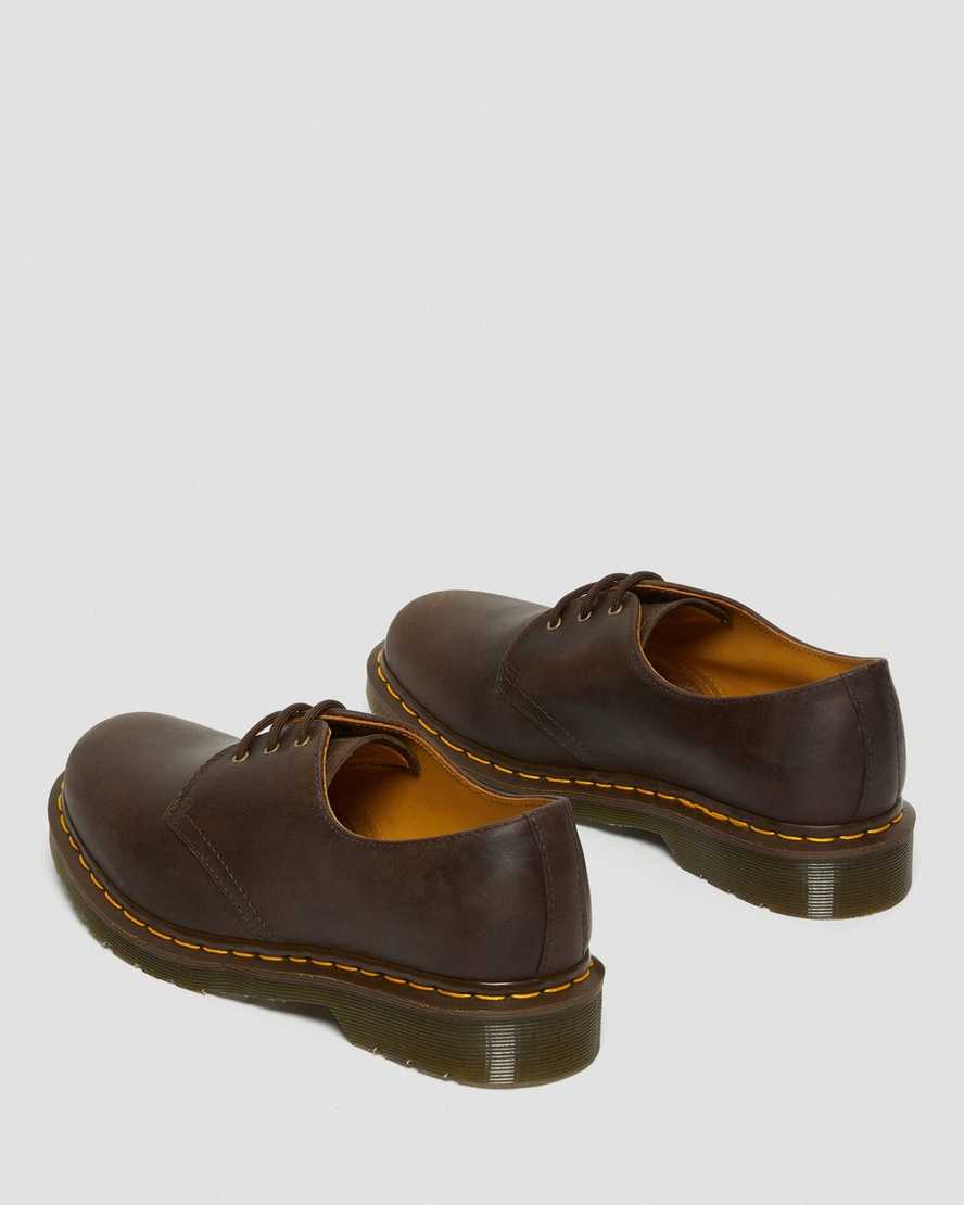 bruna dr martens 1461 crazy horse oxfordskor för kvinnor