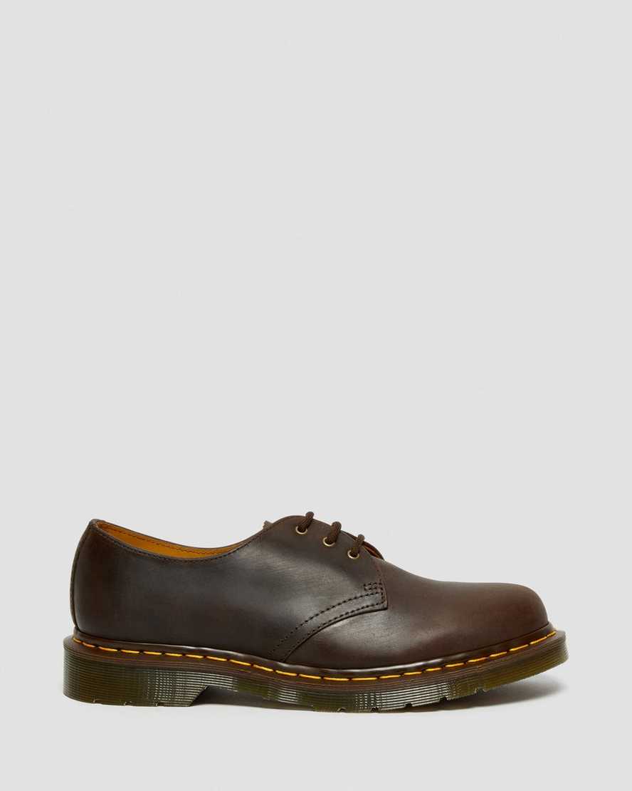 bruna dr martens 1461 crazy horse oxfordskor för kvinnor
