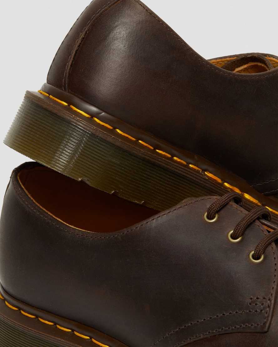 bruna dr martens 1461 crazy horse oxfordskor för kvinnor