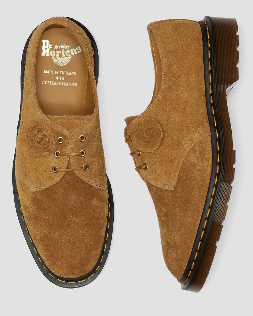 bruna dr martens 1461 made in england oxfordskor för kvinnor
