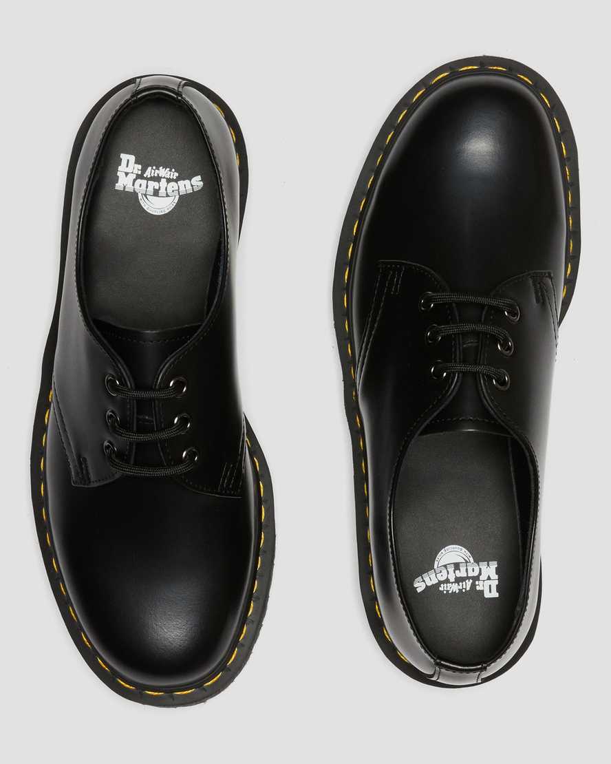 svarta dr martens 1461 smooth platåskor för dam