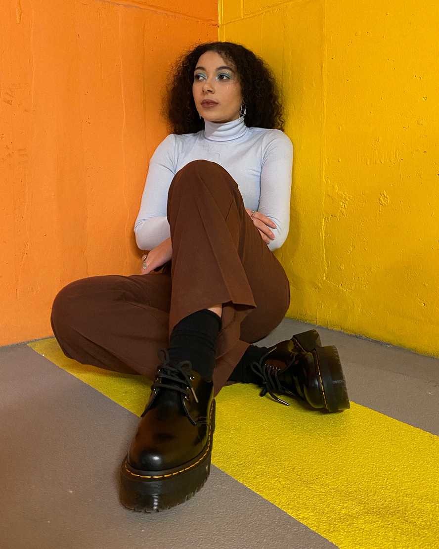 svarta dr martens 1461 smooth platåskor för dam