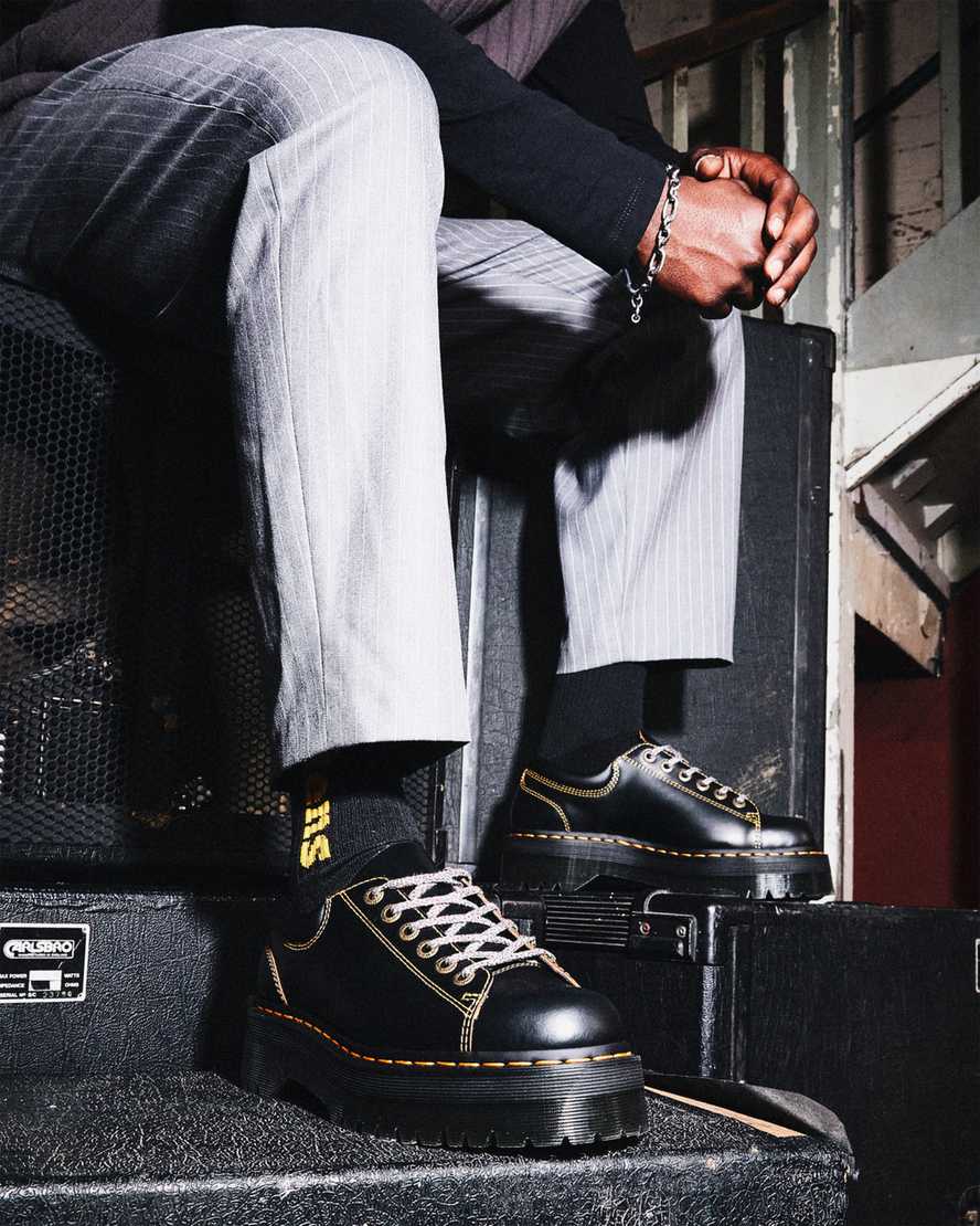 svarta dr martens collier lace to toe platåskor för dam