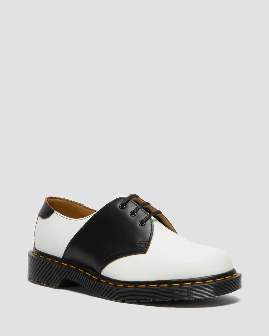 vita svarta dr martens 1461 dam sadelskor