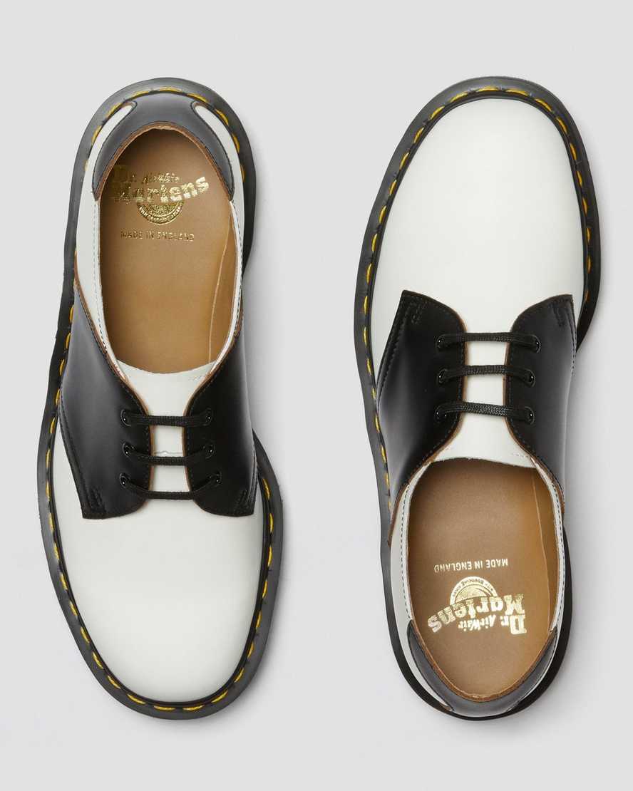 vita svarta dr martens 1461 dam sadelskor